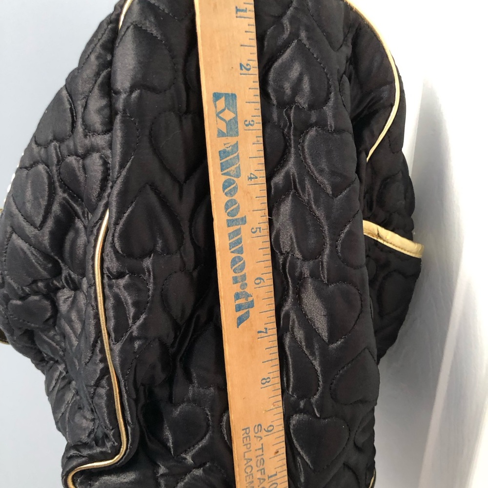 Betseyville Betsey Johnson Party Hearty Black Gold overnight Bag Quilted duffle - Picture 12 of 15